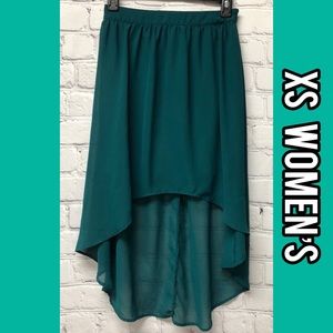 Forever 21 high low flowy skirt teal green color